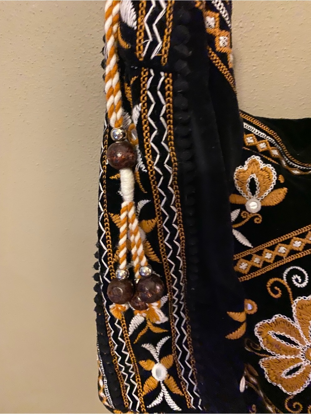 Free People Vic Velvet Slouchy Bag with Floral Embroidery - Picture 4 of 4